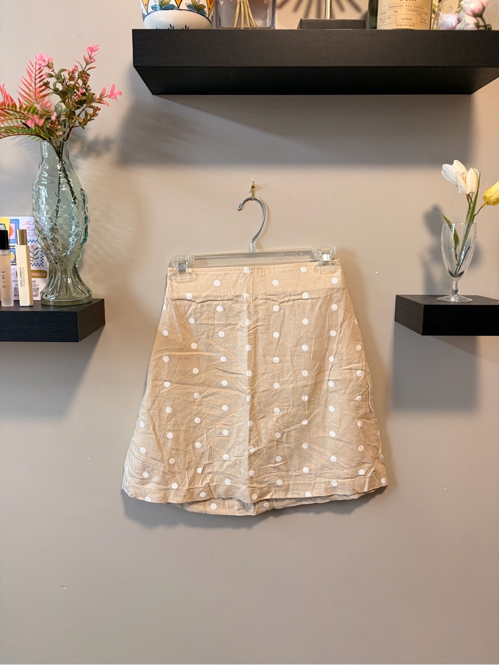 Old Navy Beige Polka Dot Mini Skirt